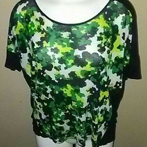 Women's Pieces Short Sleeve Shirt Green & Black Si